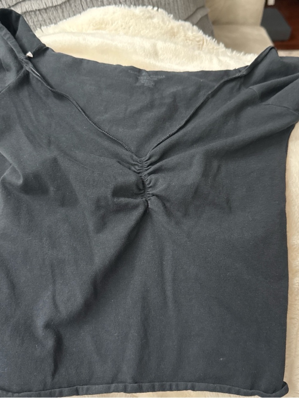 Brandy Melville Black Ruched Front Crop Top